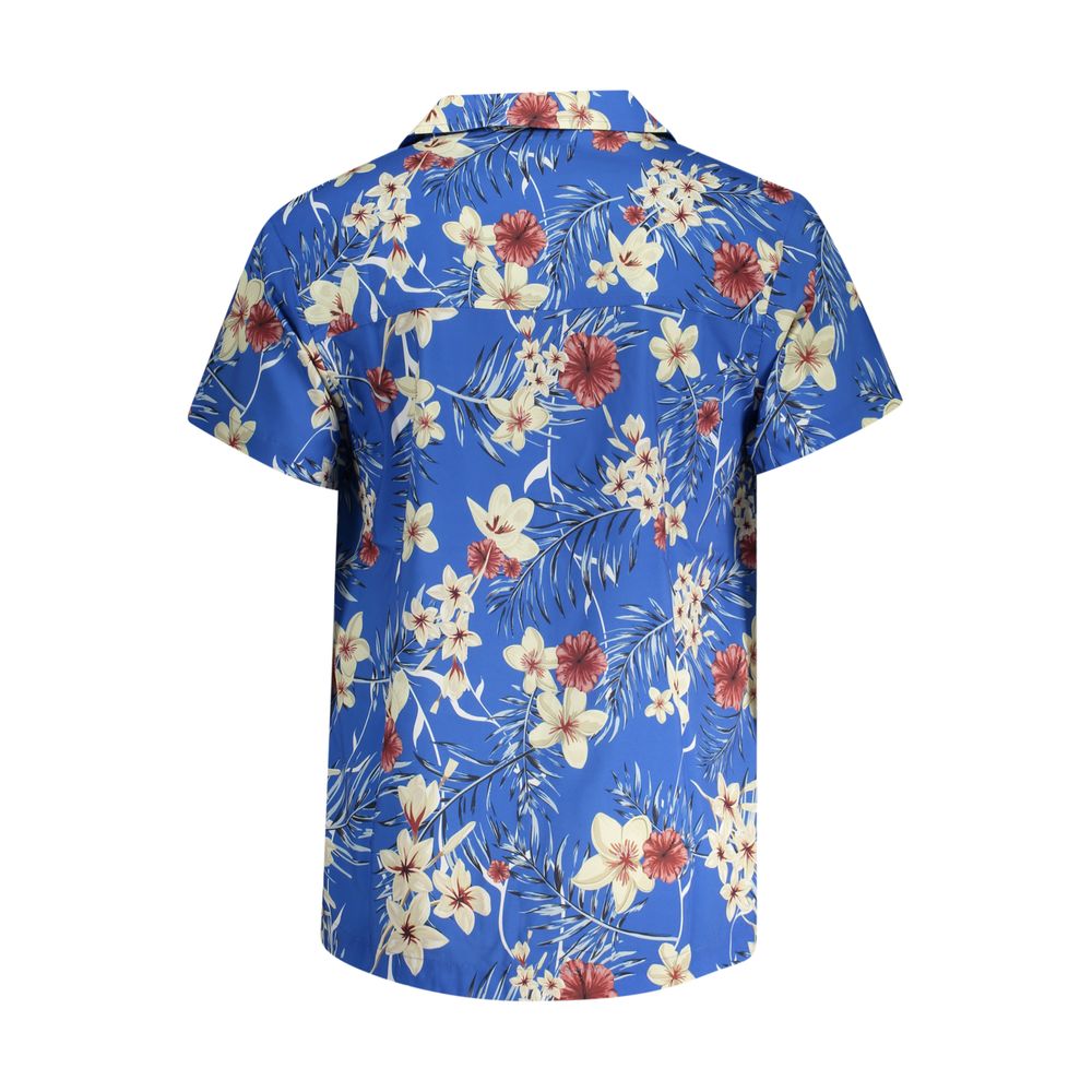 Camisa azul de poliéster para hombre