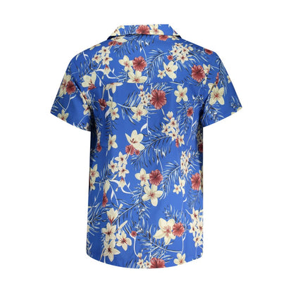 Camisa azul de poliéster para hombre