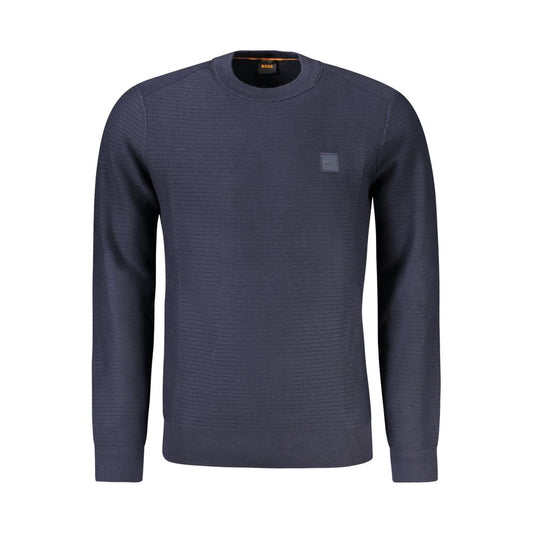 Blue Cotton Men Sweater