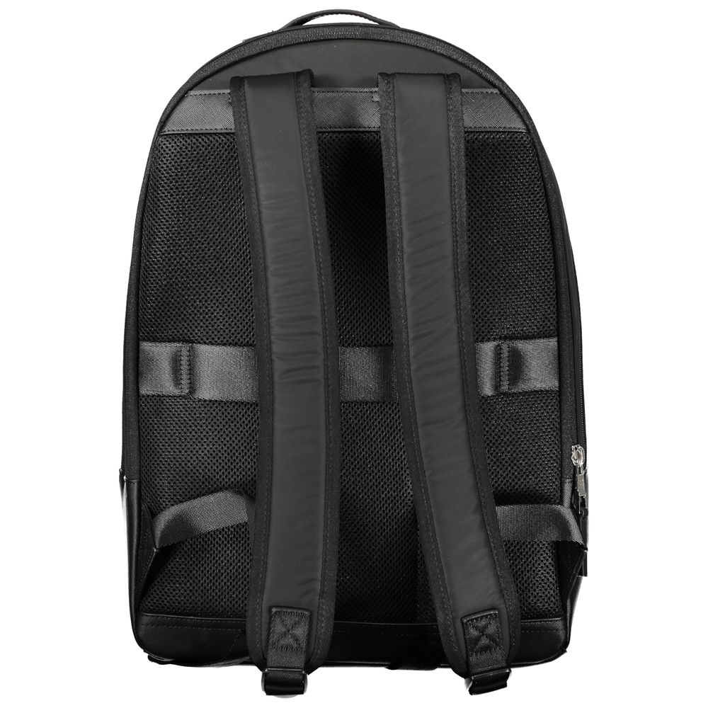 Black Polyester Men Backpack