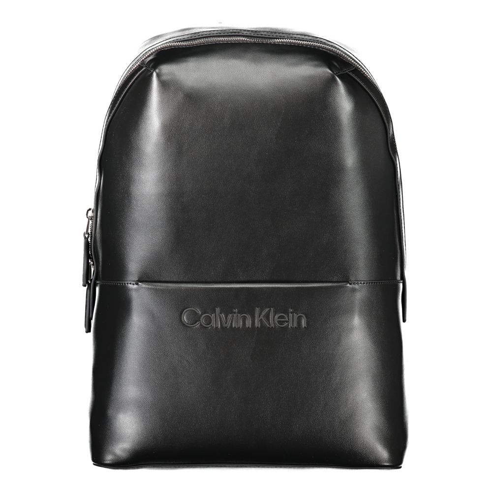 Black Polyester Men Backpack