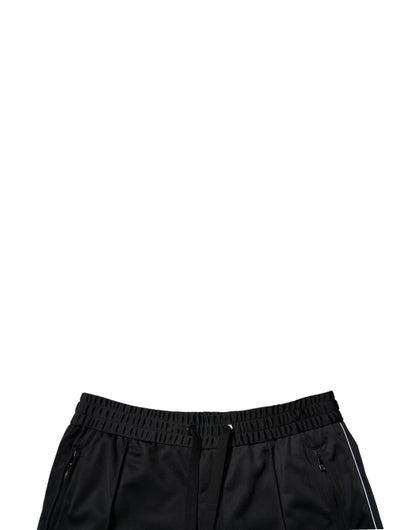 Black Polyester Mid Waist Men Bermuda Shorts