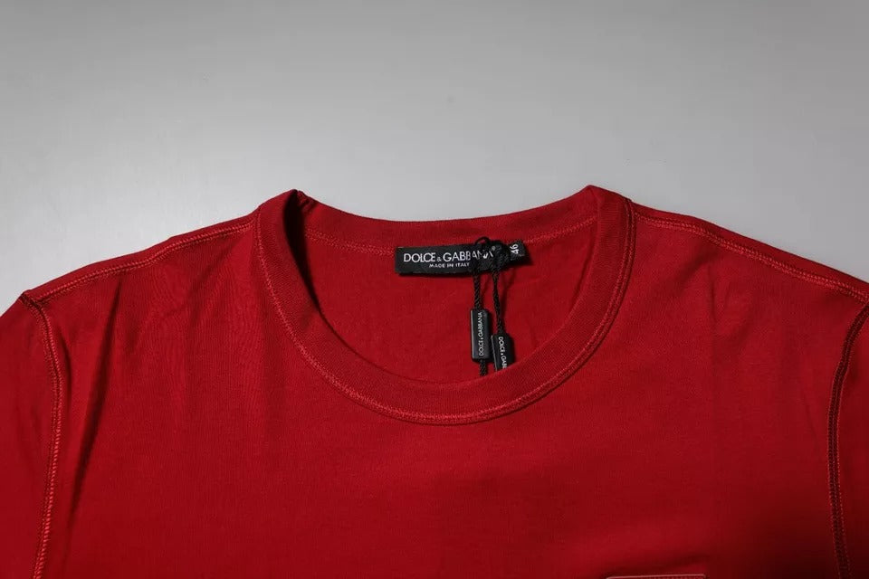 Red Logo Plaque Cotton Crew Neck T-shirt