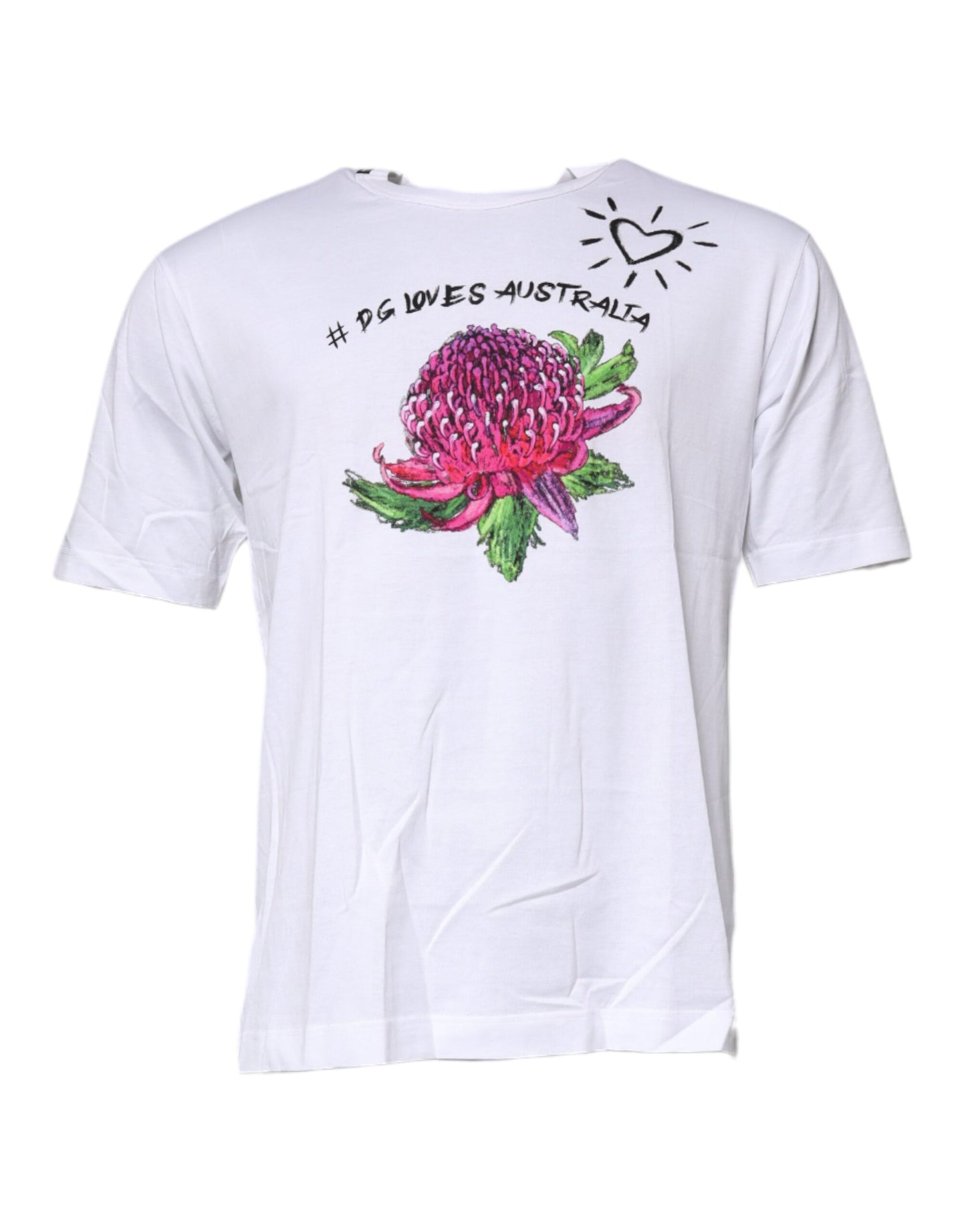 White Floral Print Cotton Crew Neck T-shirt