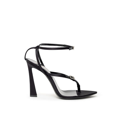 Black Leather E Raso Sandal