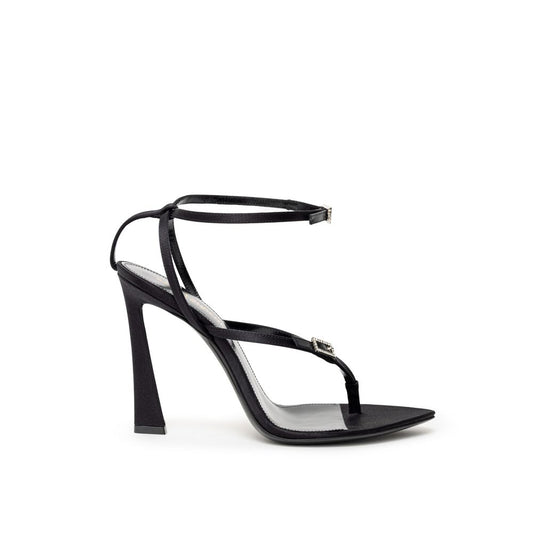 Black Leather E Raso Sandal