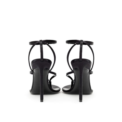 Black Leather E Raso Sandal
