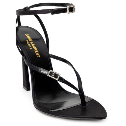 Black Leather E Raso Sandal