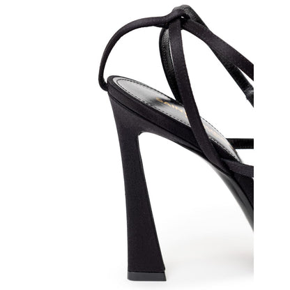 Black Leather E Raso Sandal