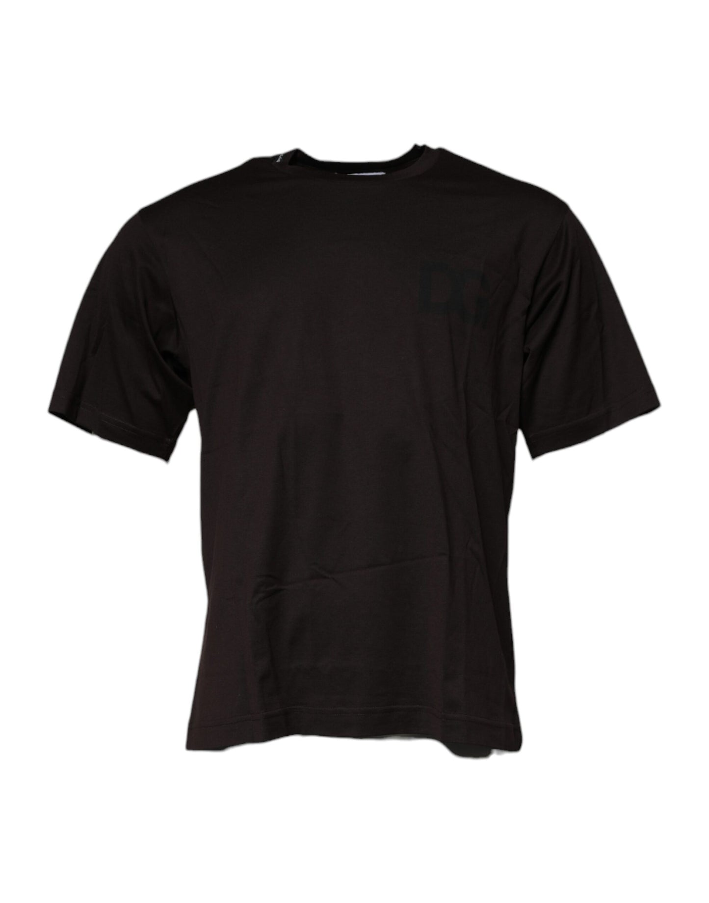 Dark Brown Logo Cotton Crew Neck T-shirt