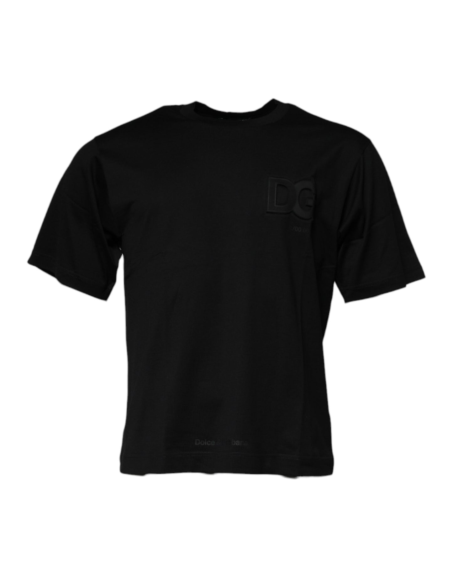 Black Logo Cotton Men Crew Neck T-shirt