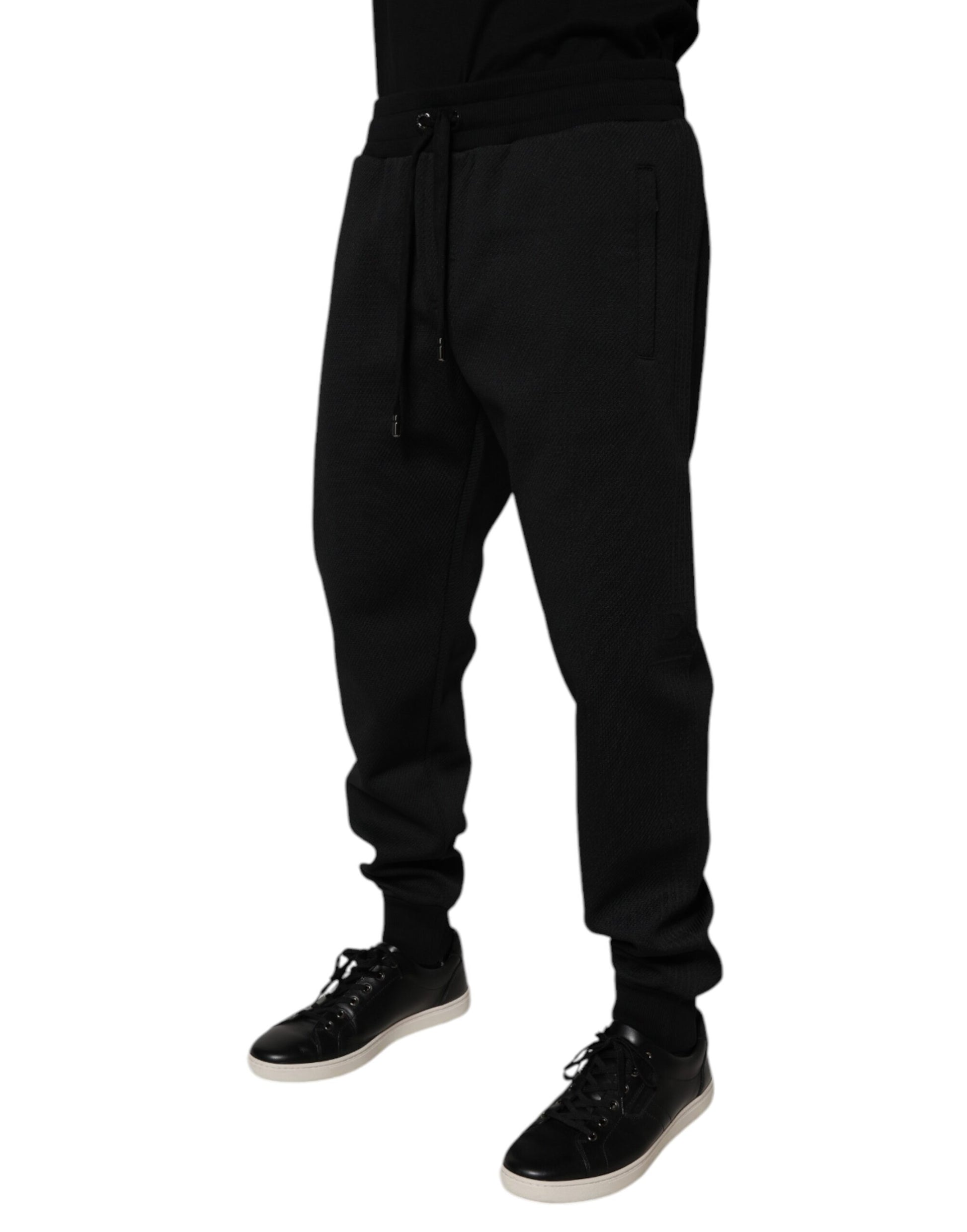 Black Polyester Men Jogger Sweatpants Pants