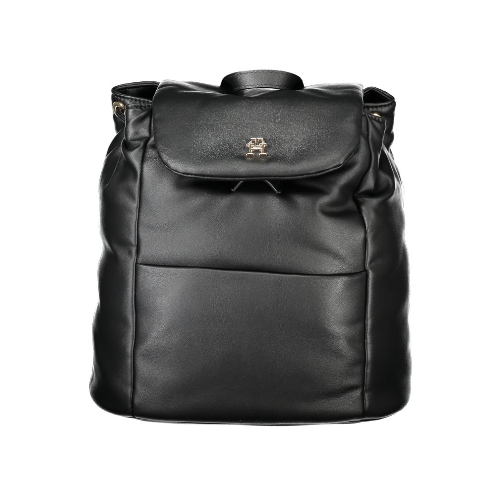 Black Polyester Women Backpack