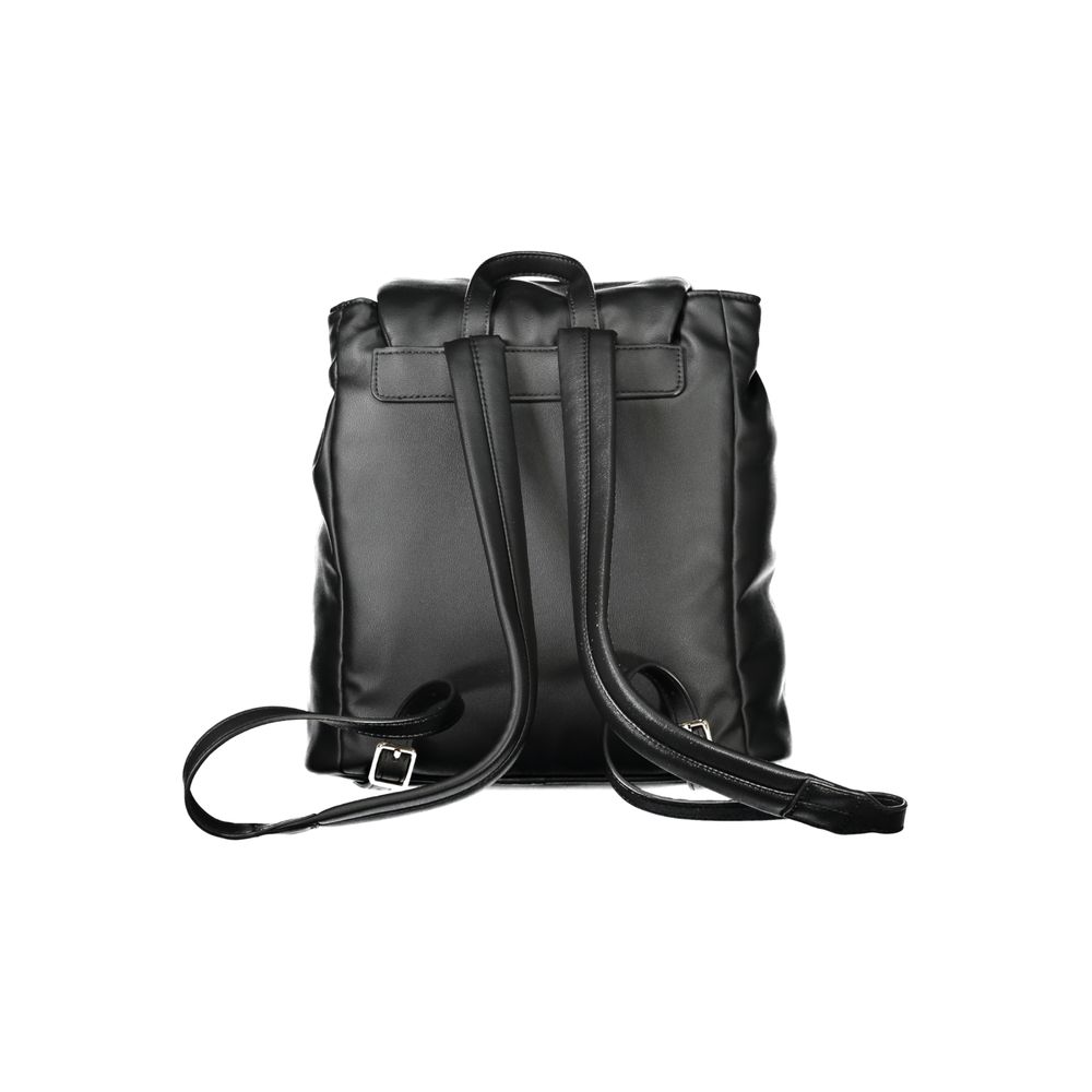 Black Polyester Women Backpack