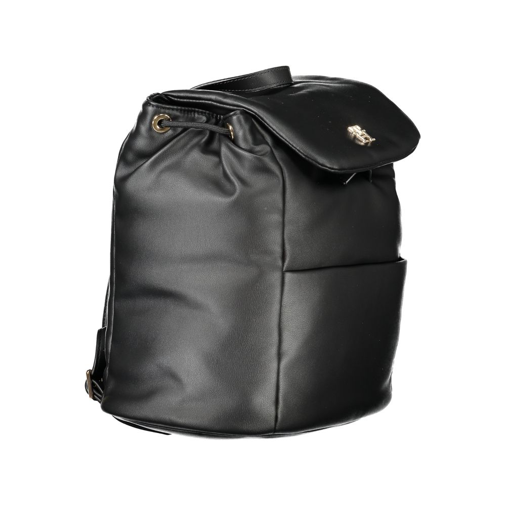 Black Polyester Women Backpack