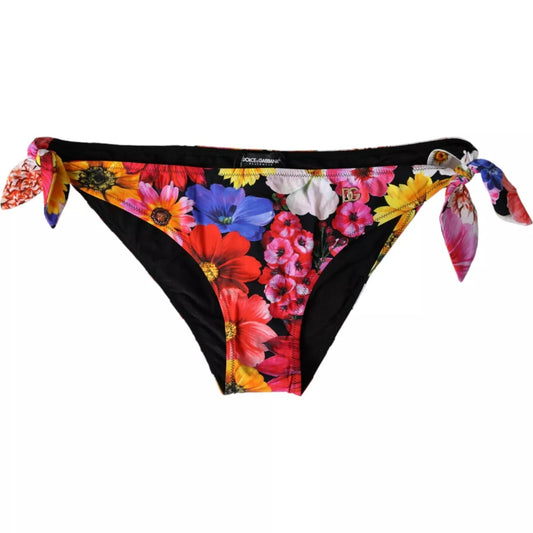 Traje de baño con estampado floral negro Braga de bikini
