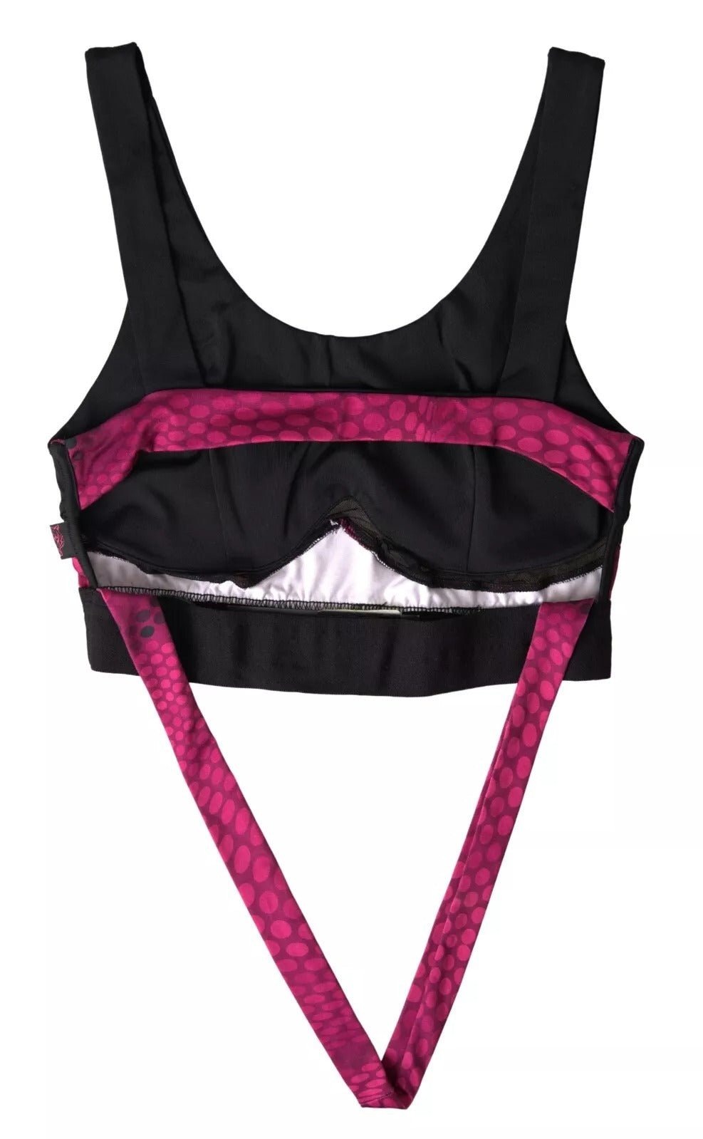Sleek Black Sports Bra with Fuchsia Accent