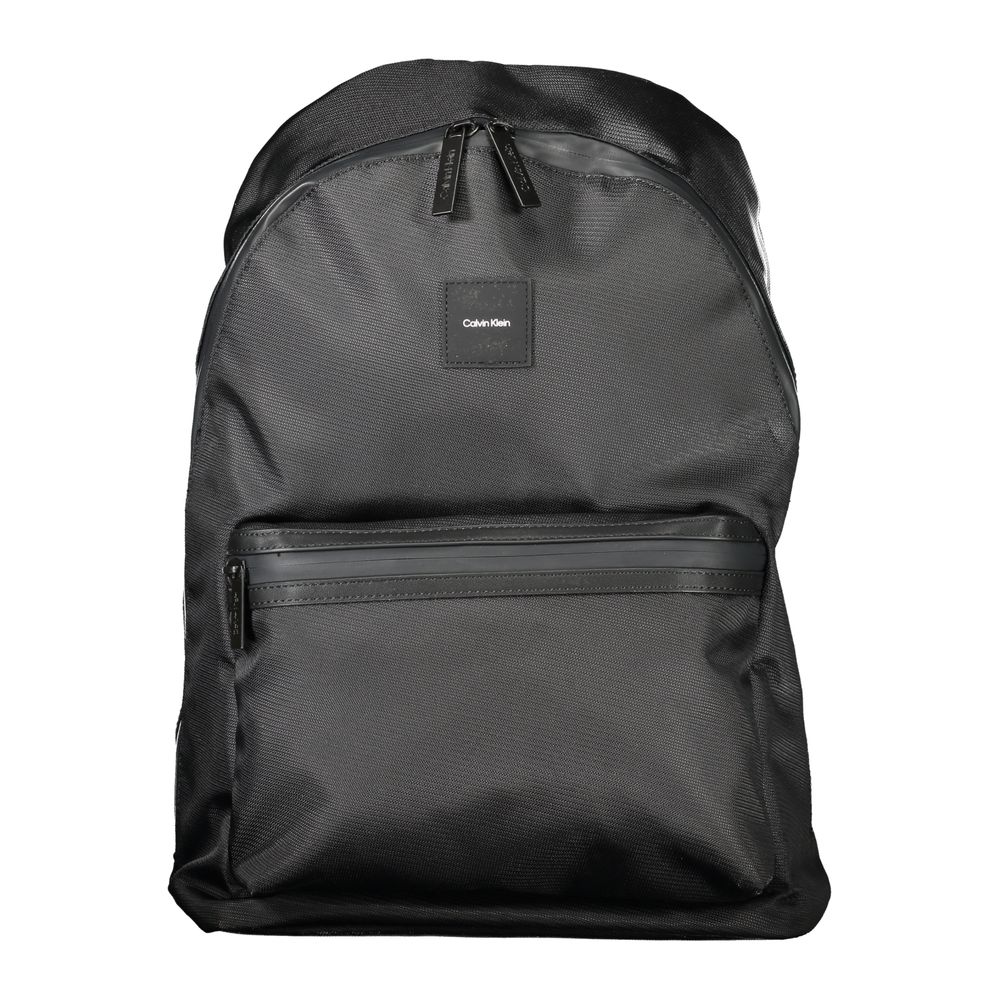 Black Polyester Men Backpack