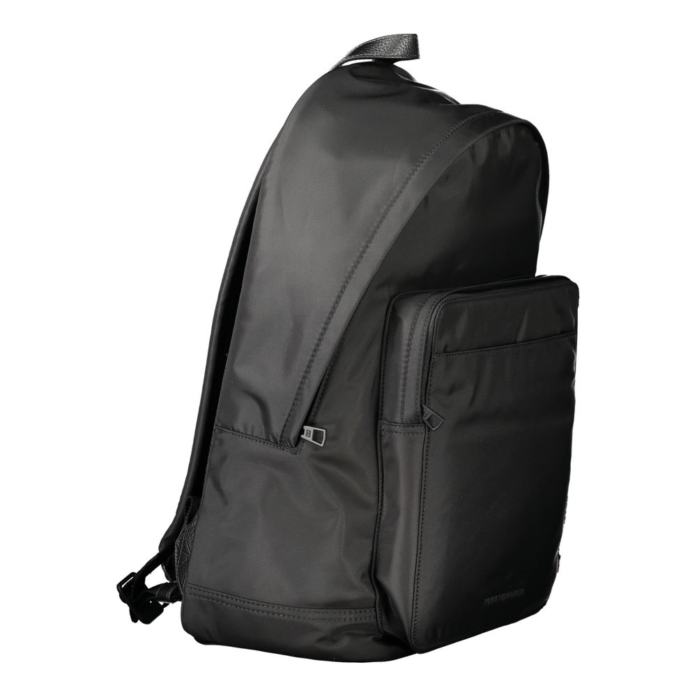 Black Polyester Men Backpack