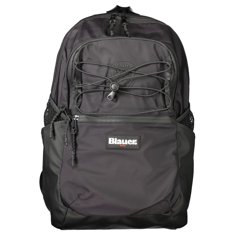 Black Polyester Men Backpack