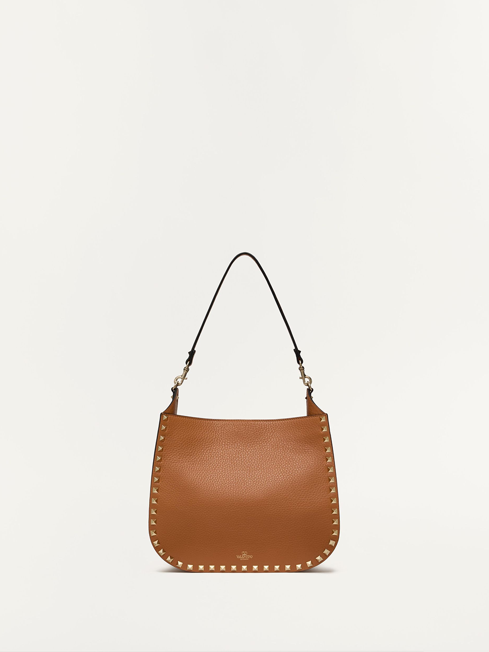 Brown Grainy Calf Hobo Rockstudt Bag