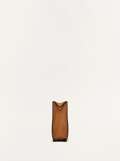 Brown Grainy Calf Hobo Rockstudt Bag