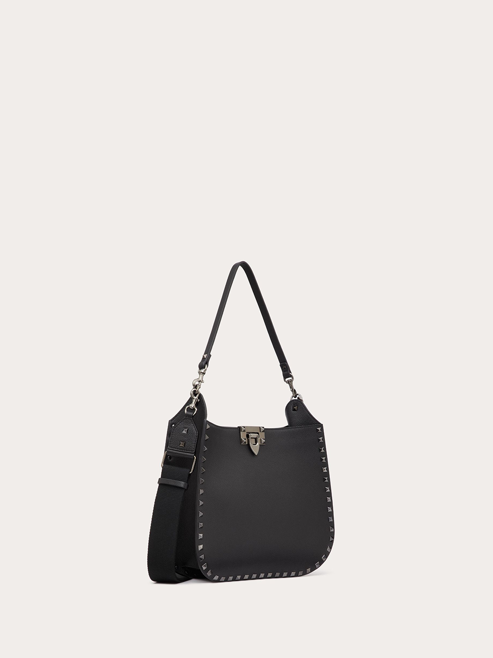 Black Grainy Calf Hobo Rockstudt Bag