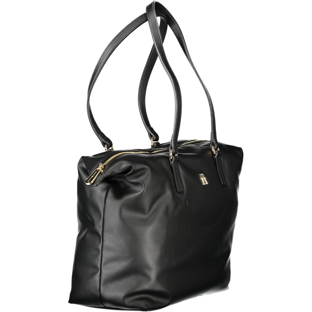 Black Polyester Women Handbag