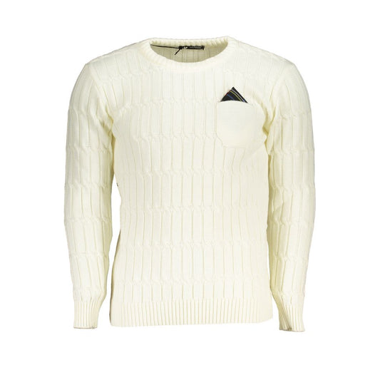 Elegante jersey Twisted Crew Neck en blanco