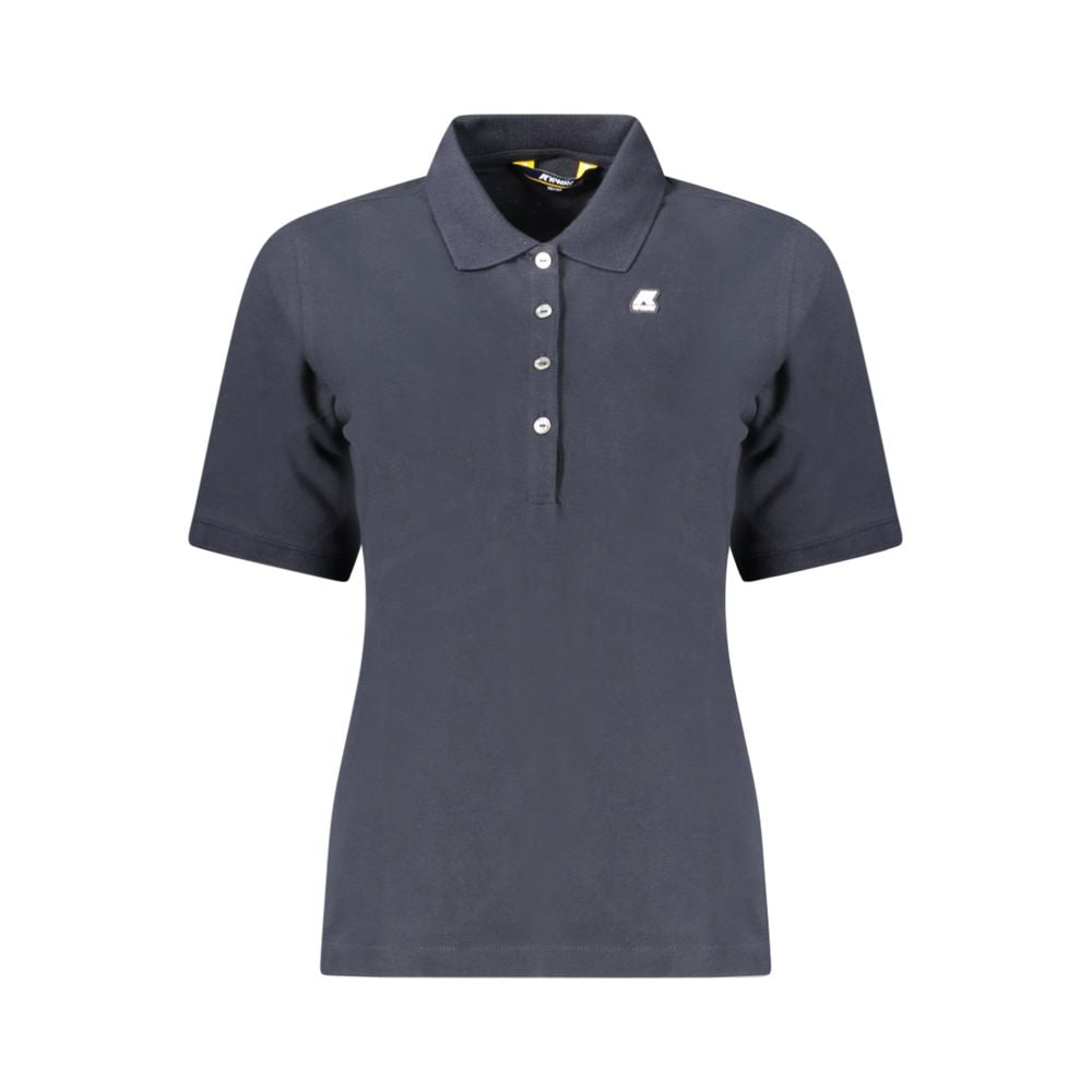 Blue Cotton Women Polo Shirt