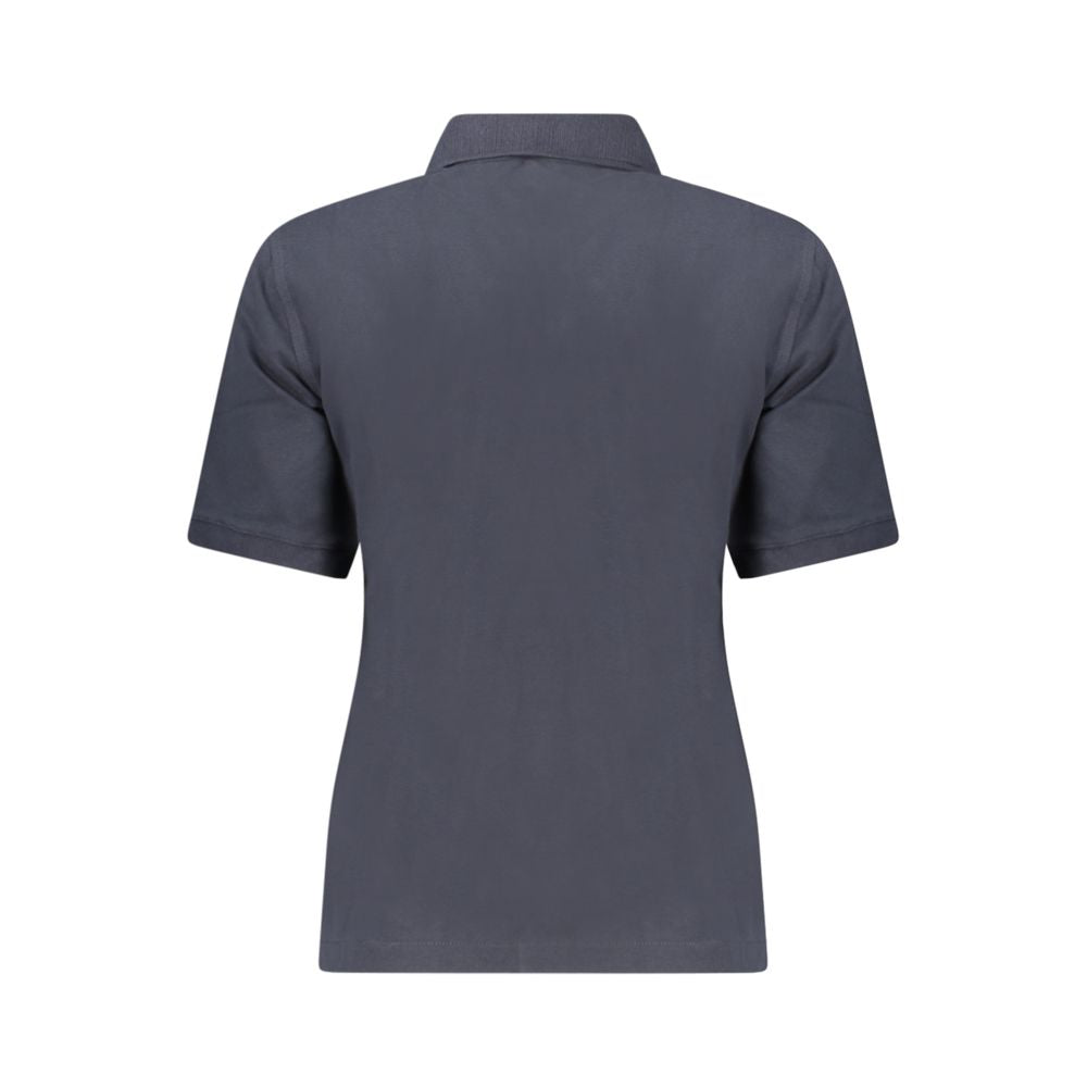 Blue Cotton Women Polo Shirt