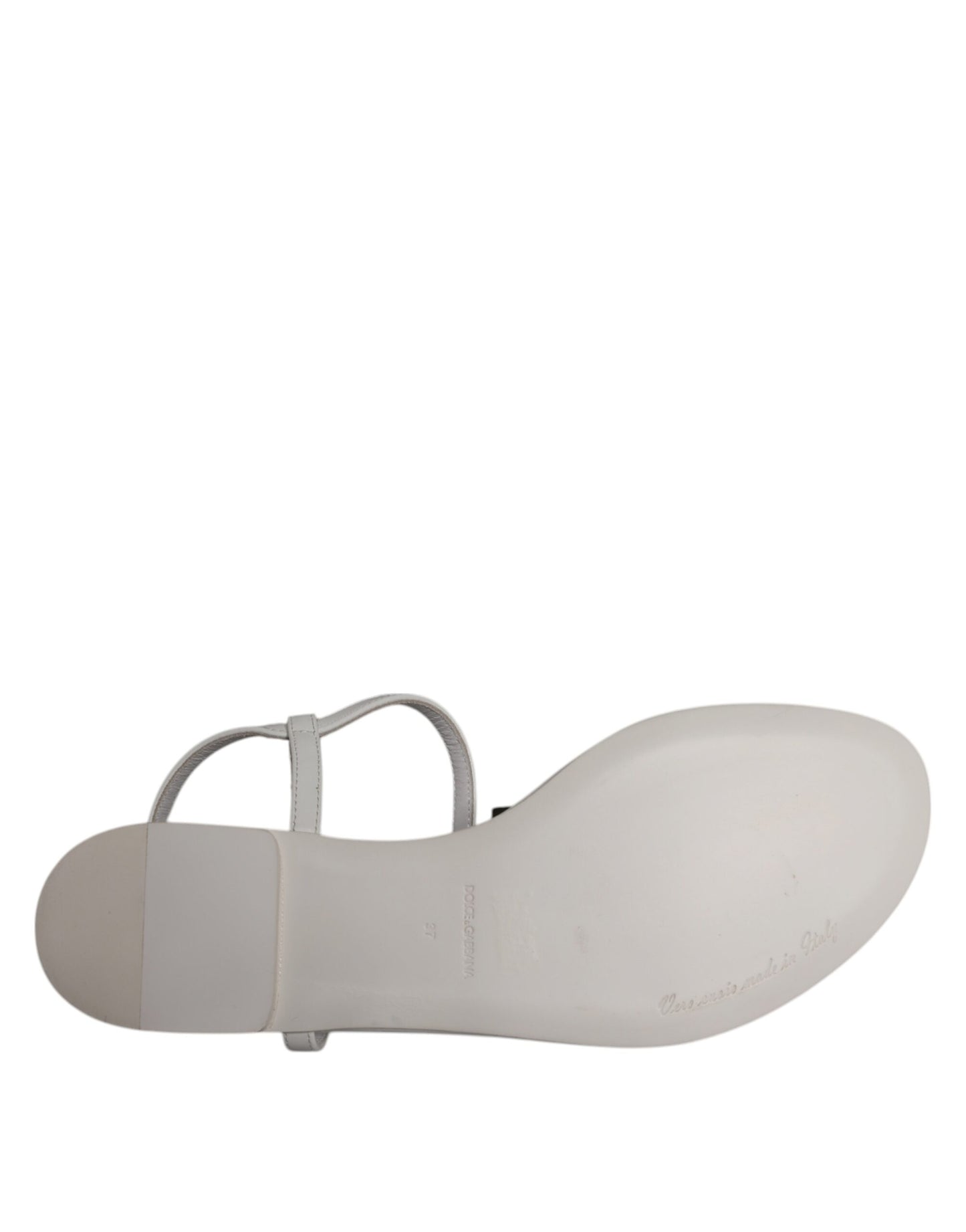 White Leather Logo Ankle Strap Sandals Shoes