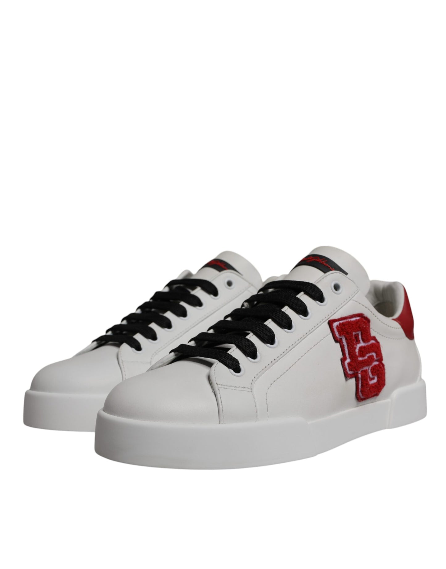 White Leather DG Logo Low Top Sneakers Shoes