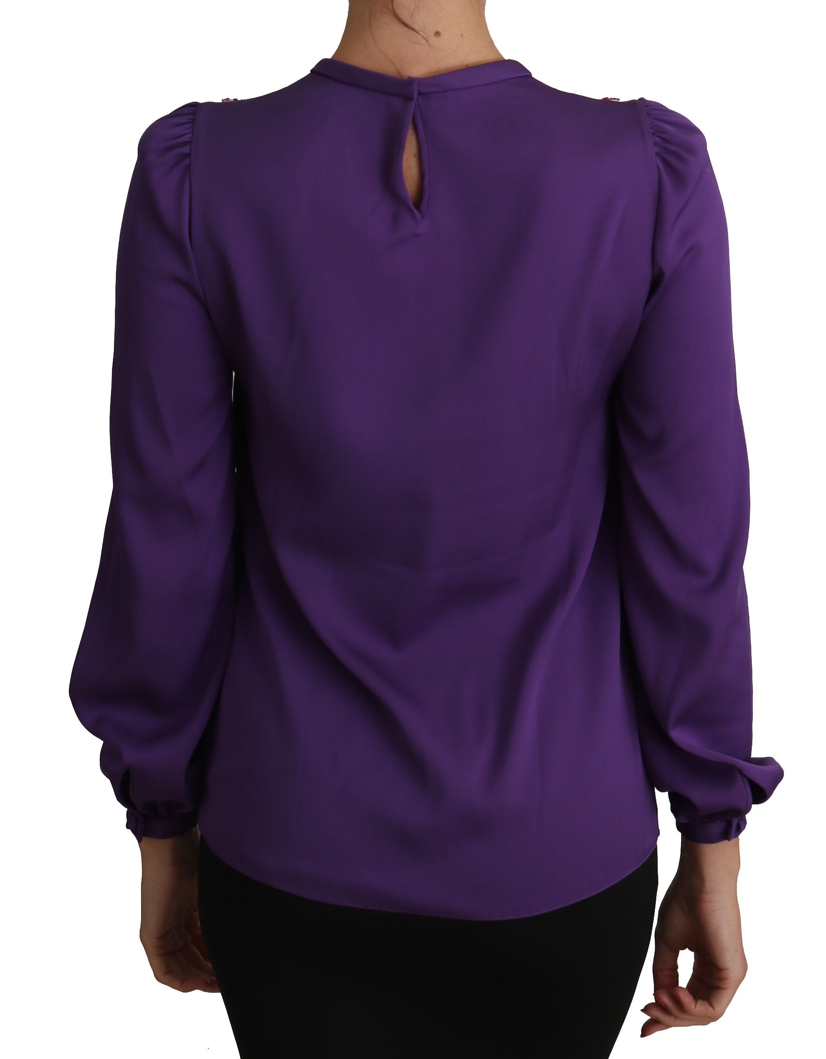 Blusa de seda con cristales de color morado encantado