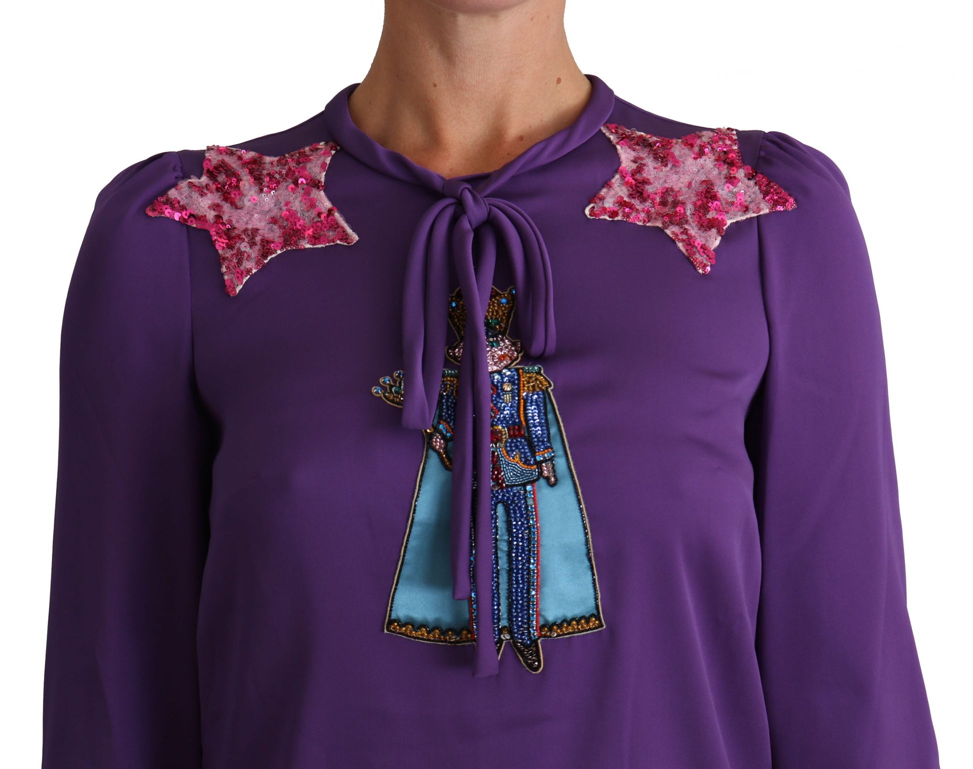 Blusa de seda con cristales de color morado encantado