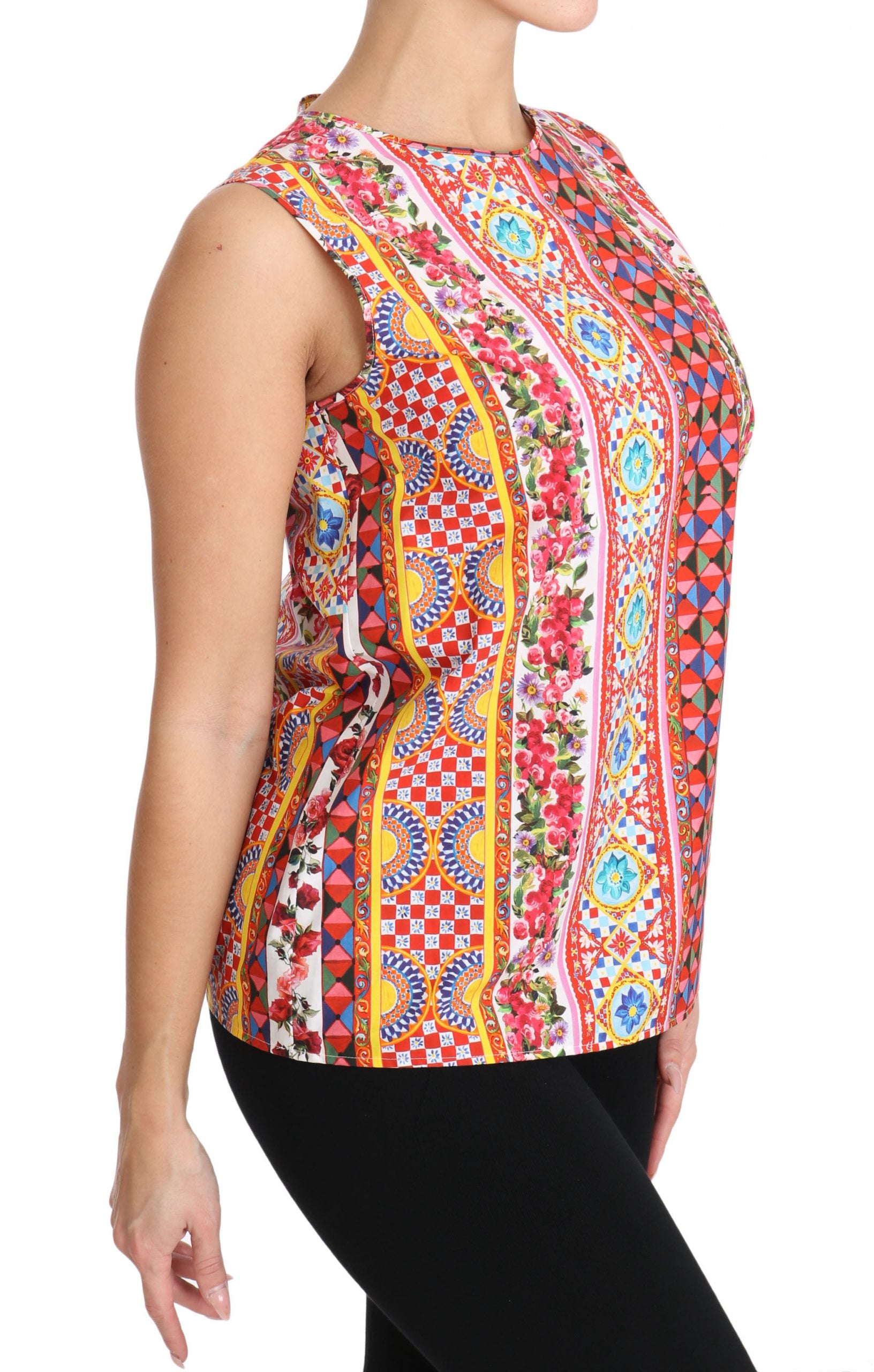 Carretto Print Pure Cotton Tank Top