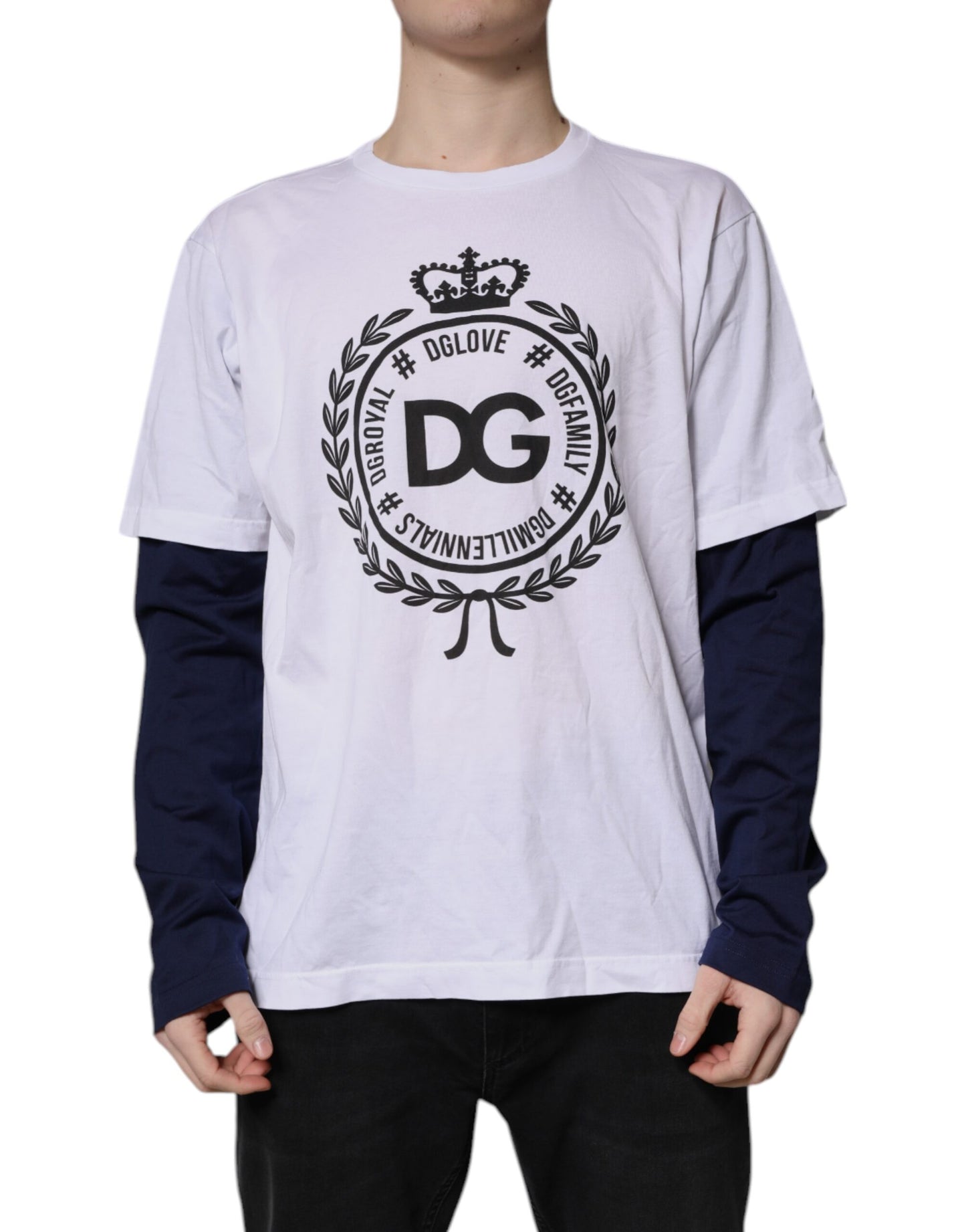 Camiseta blanca de algodón con estampado gráfico y cuello redondo