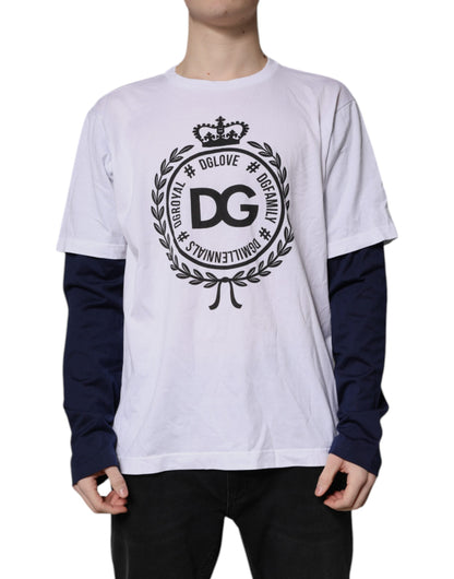 Camiseta blanca de algodón con estampado gráfico y cuello redondo