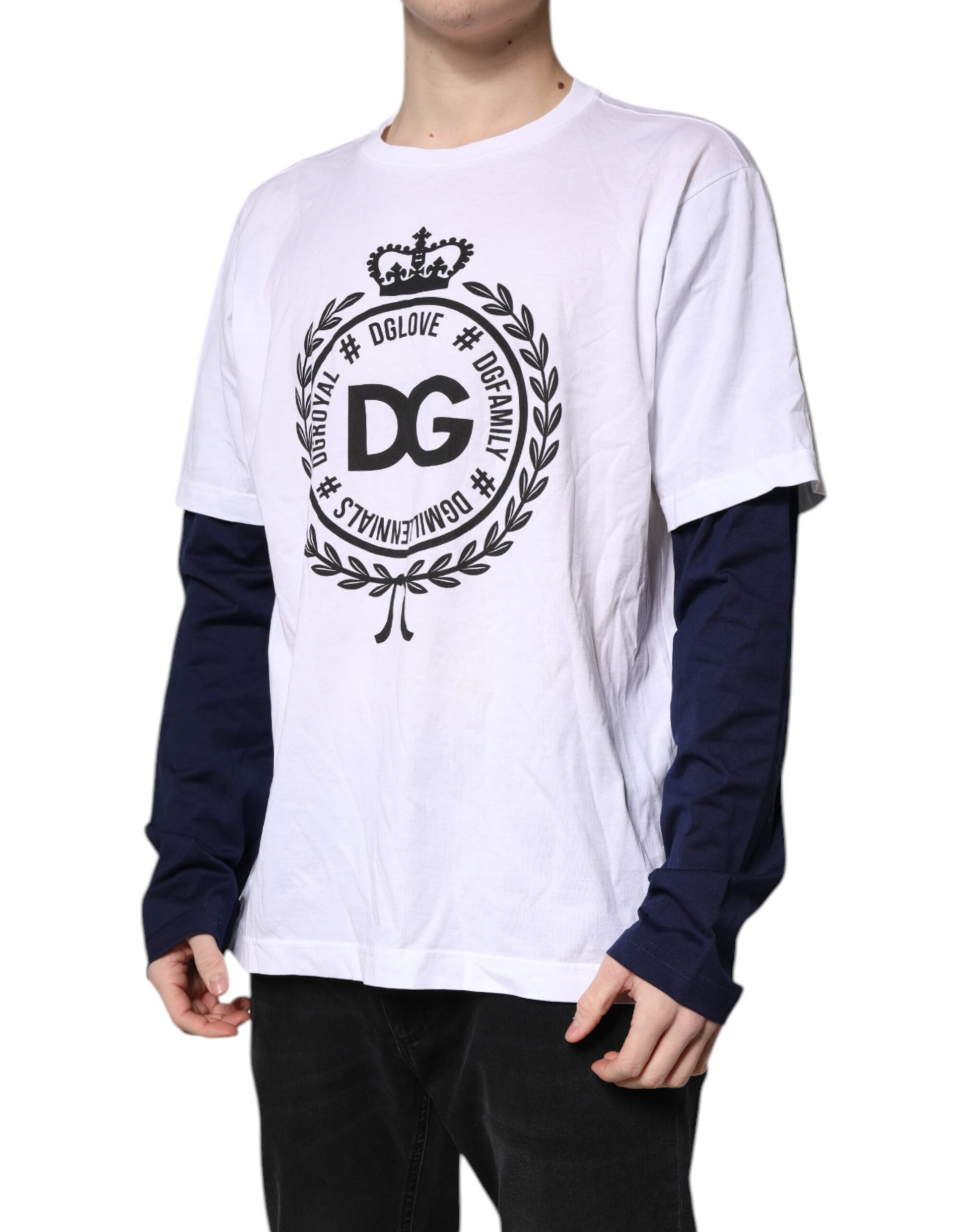 Camiseta blanca de algodón con estampado gráfico y cuello redondo