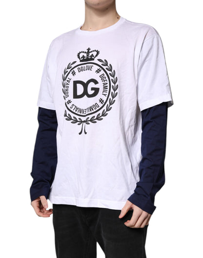 Camiseta blanca de algodón con estampado gráfico y cuello redondo