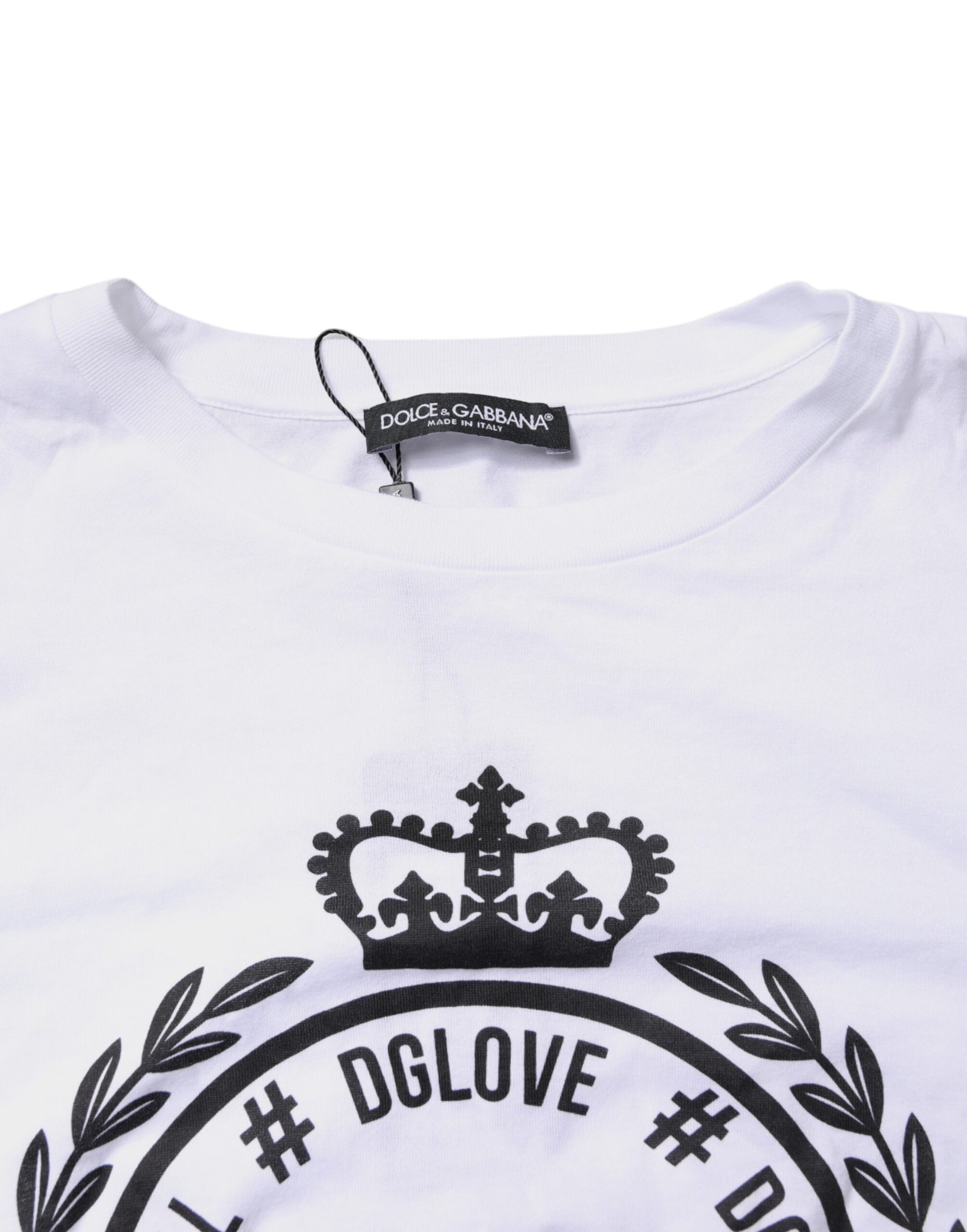 Camiseta blanca de algodón con estampado gráfico y cuello redondo