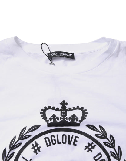 Camiseta blanca de algodón con estampado gráfico y cuello redondo