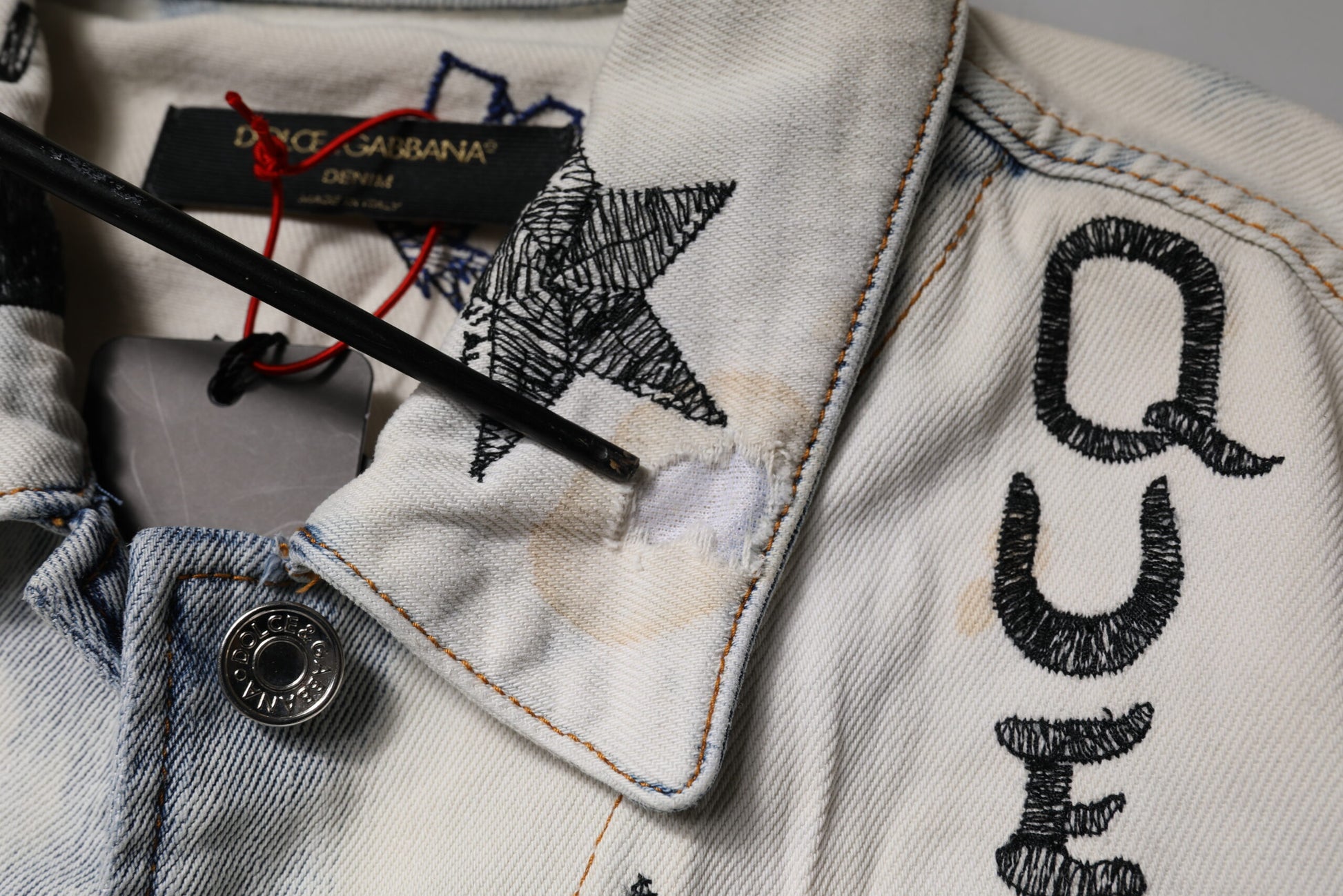 Light Blue Graffiti Button Down Denim Jacket