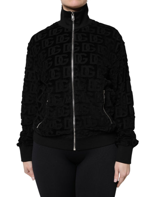 Chaqueta bomber negra con logo y monograma