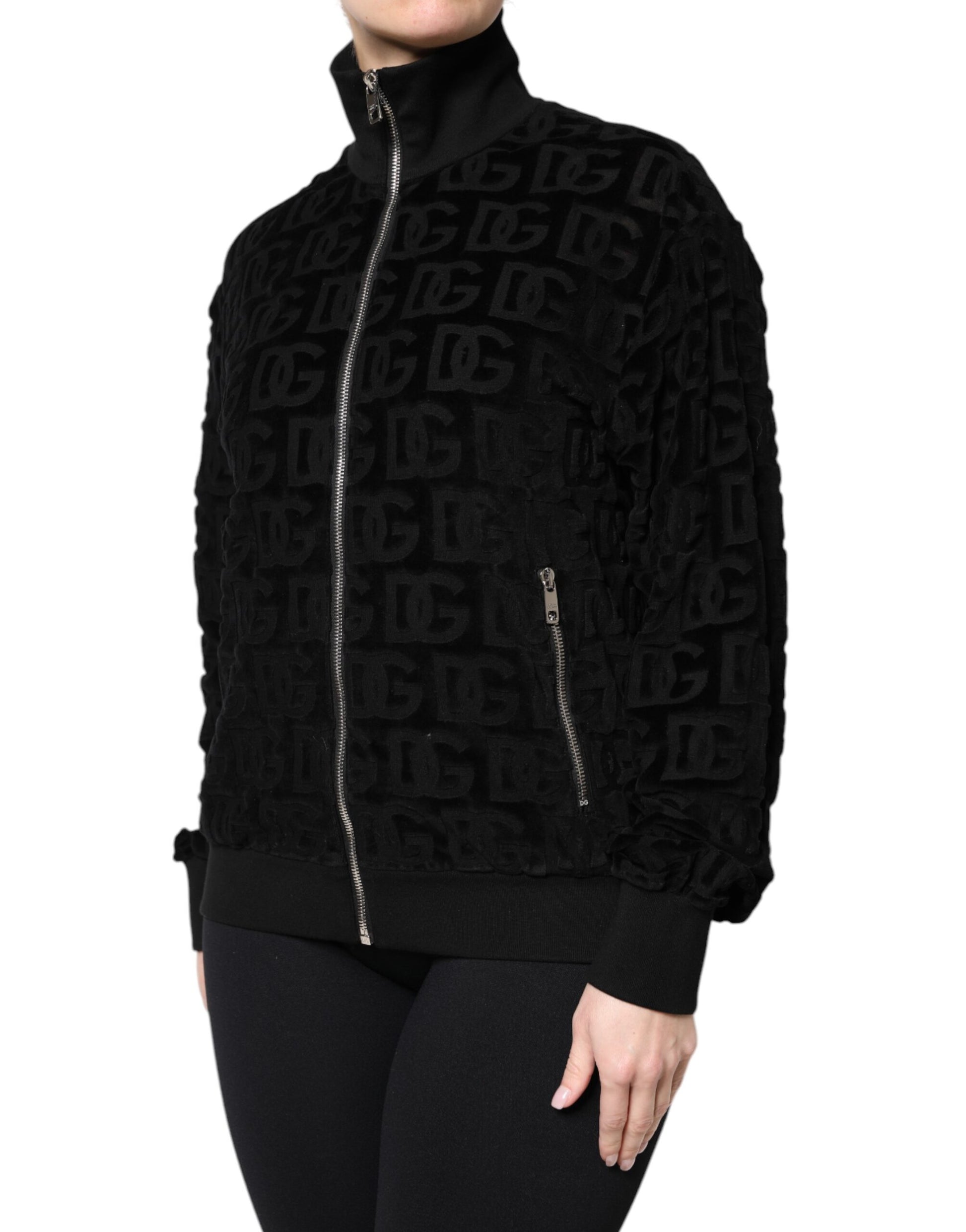 Chaqueta bomber negra con logo y monograma