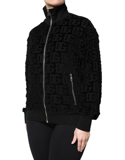 Chaqueta bomber negra con logo y monograma