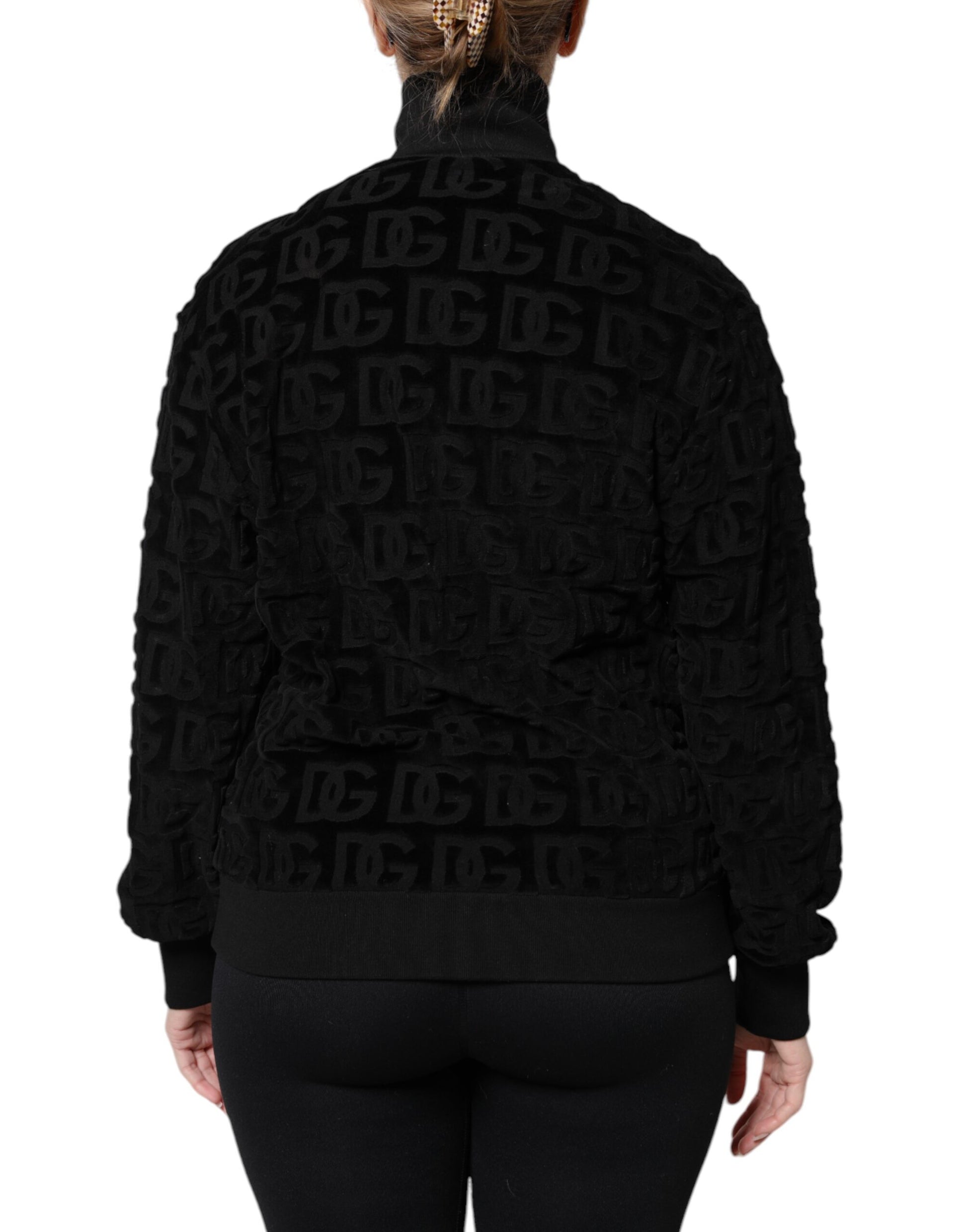 Chaqueta bomber negra con logo y monograma