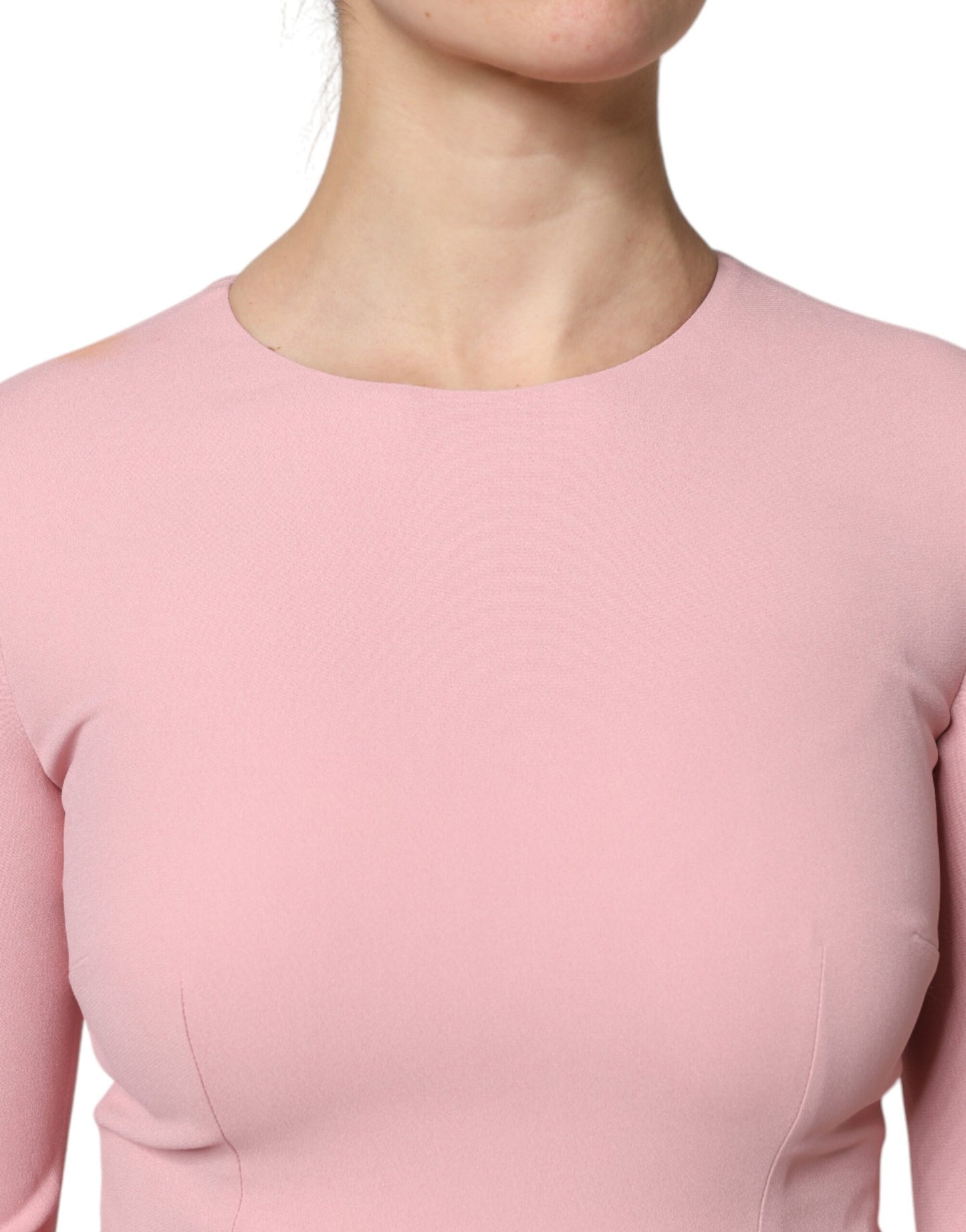 Vestido de manga 3/4 en viscosa rosa de línea A y vuelo