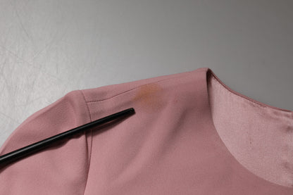 Vestido de manga 3/4 en viscosa rosa de línea A y vuelo
