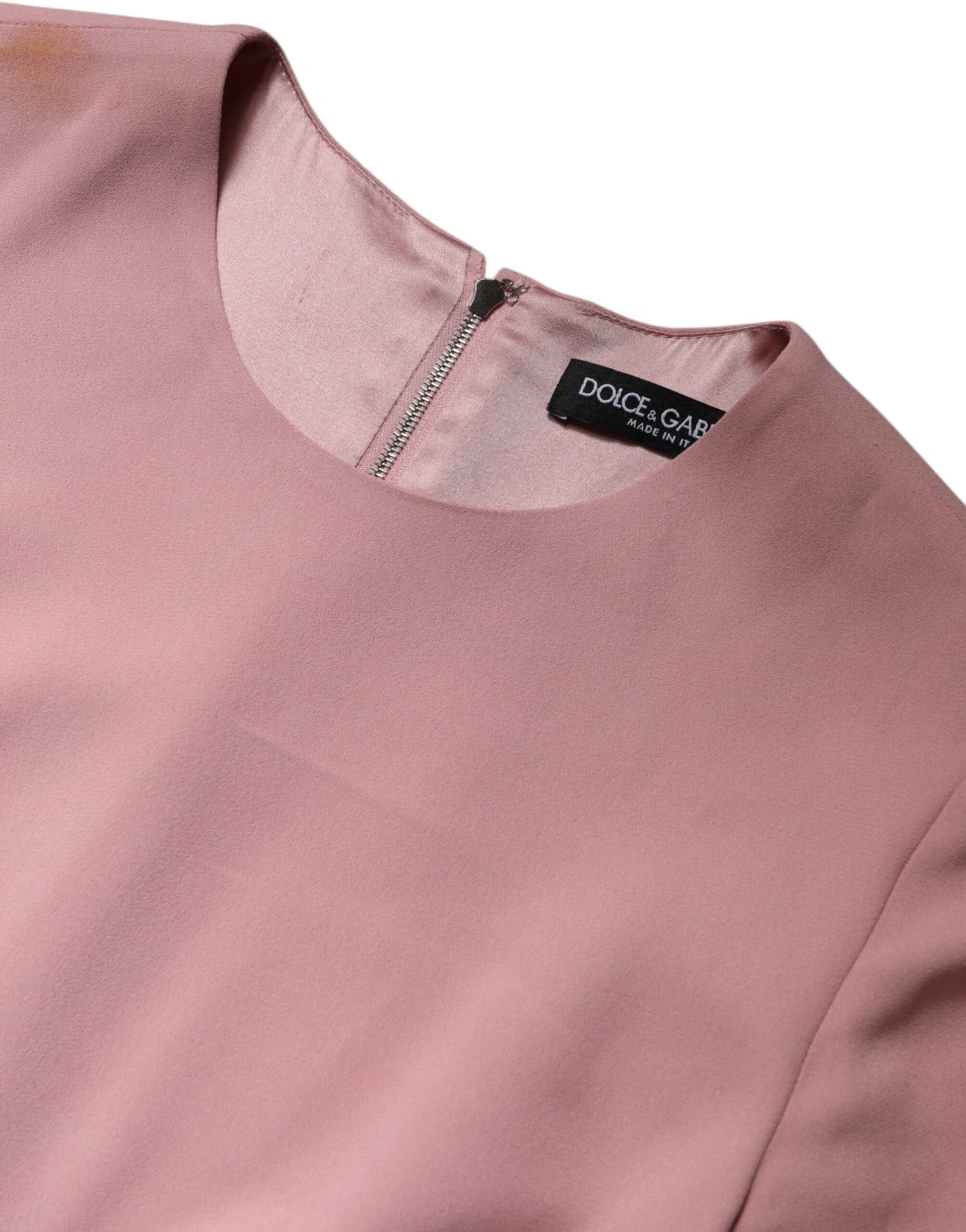 Vestido de manga 3/4 en viscosa rosa de línea A y vuelo